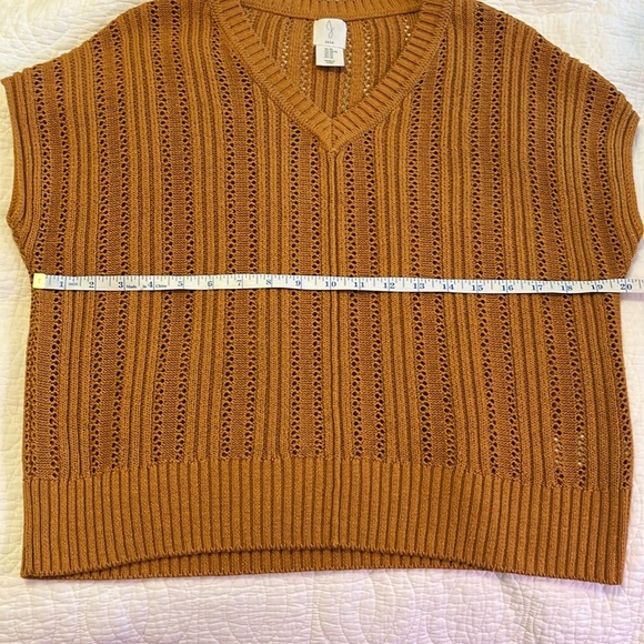 Joie Pointelle Open Knit Dolman Sleeve Lightweight Sweater Brown Sz XS Cottage - Picture 5 of 7
